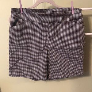 Kim Rogers black and white checked shorts